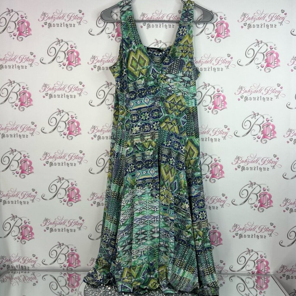 Papa Vancouver dress Aztec boho abstract Green Patterned Sleeveless Dress